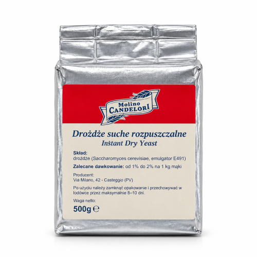 Srebrne opakowanie suchych drożdży Molino Candelori.png
