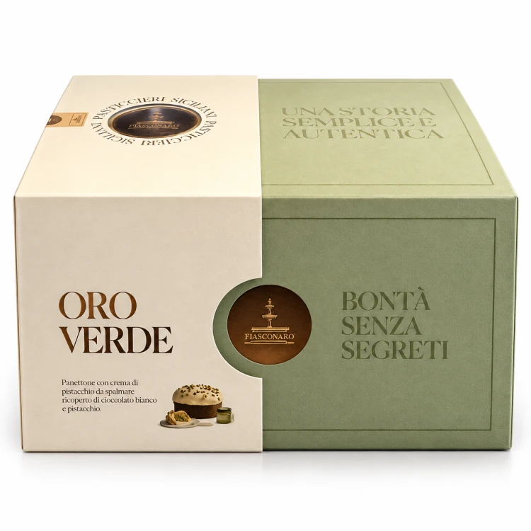 Eleganckie opakowanie panettone Oro Verde.png