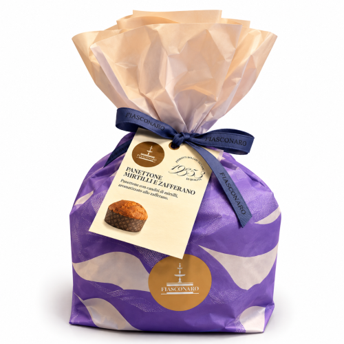 Fioletowy panettone Fiasconaro z kokardą.png