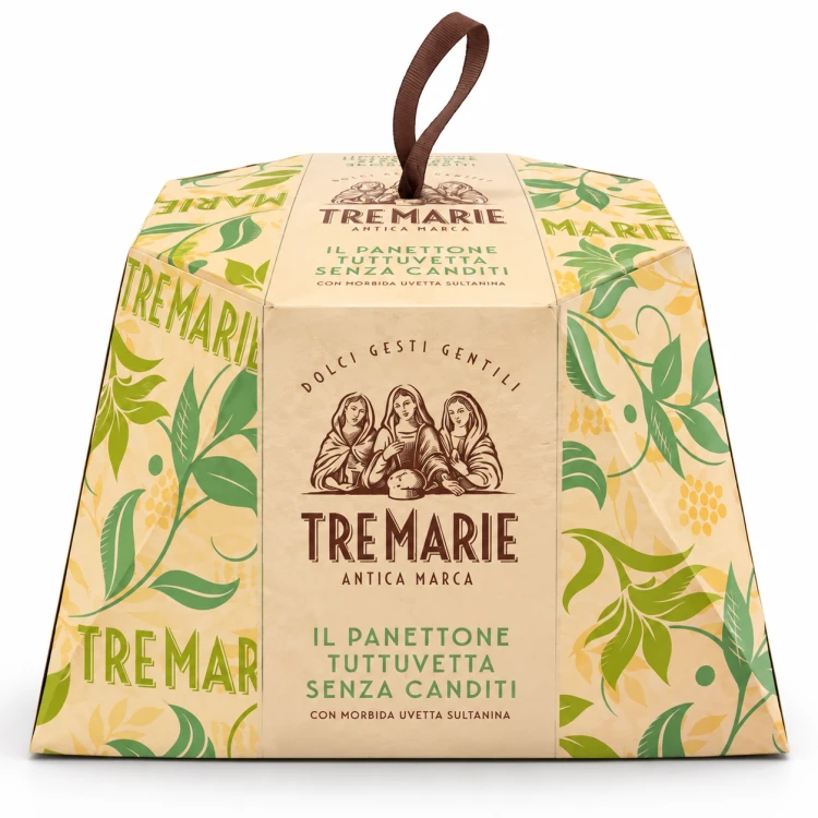 Eleganckie pudełko panettone Tre Marie.png